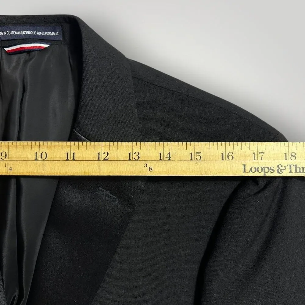 TOMMY HILFIGER Mens Blazer Sport Coat 2-Button TUXEDO Jacket 40R Black Wool Blen